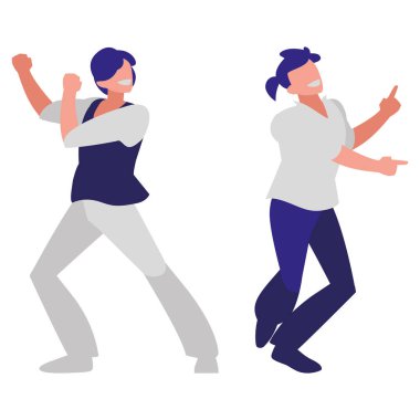 Genç dansçılar çift disko tarzı karakterler