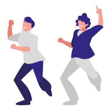 Genç dansçılar çift disko tarzı karakterler