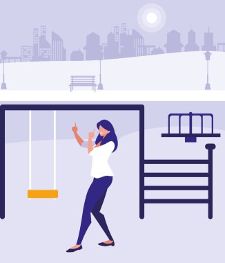 park karakteri dans genç kadın