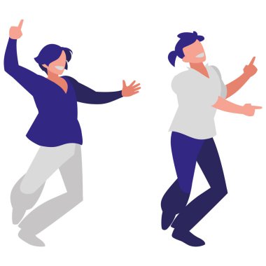 Genç dansçılar çift disko tarzı karakterler