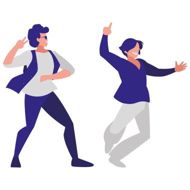 Genç dansçılar çift disko tarzı karakterler