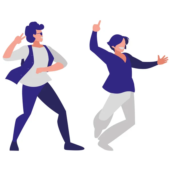 Jonge dansers paar Disco stijl personages — Stockvector