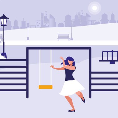 park karakteri dans genç kadın