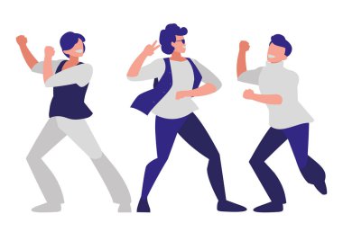 Genç dansçılar grup disko tarzı karakterler