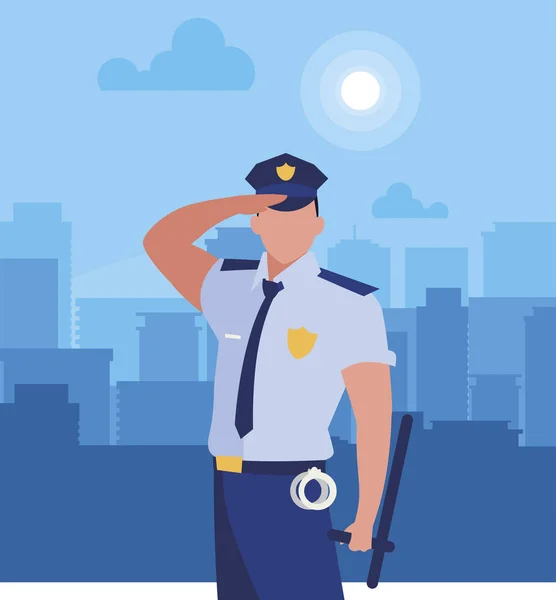 Police officer law character vector ilustration — Stock Vector