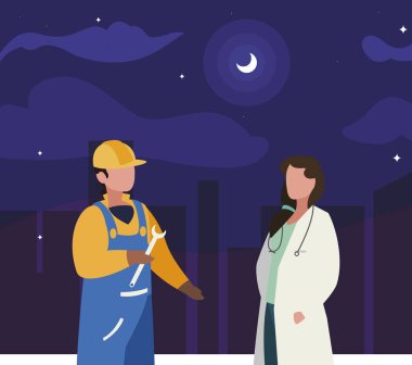 gece profesyonel işçiler çift