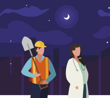 gece profesyonel işçiler çift