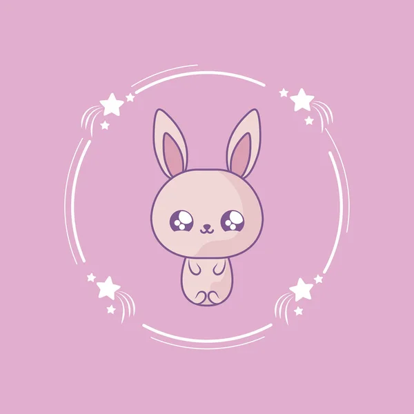 可爱的兔子宝宝动物卡瓦伊风格 — 图库矢量图片