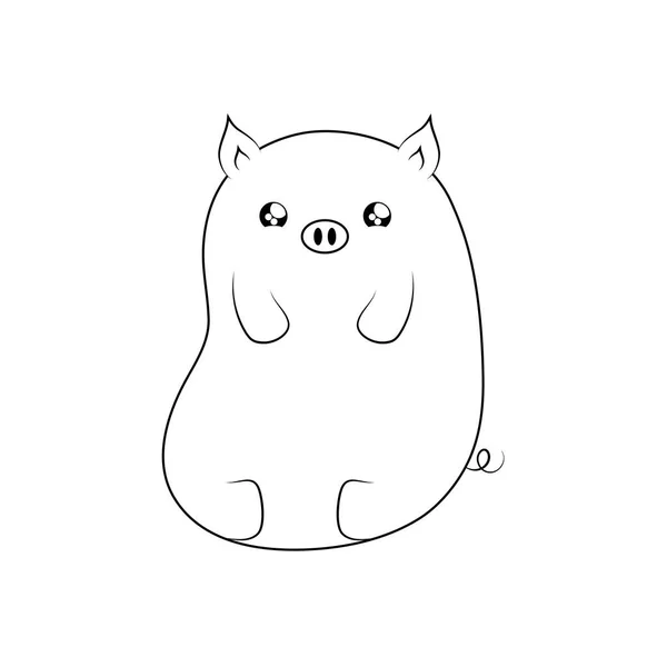 Mignon bébé cochon animal style kawaii — Image vectorielle