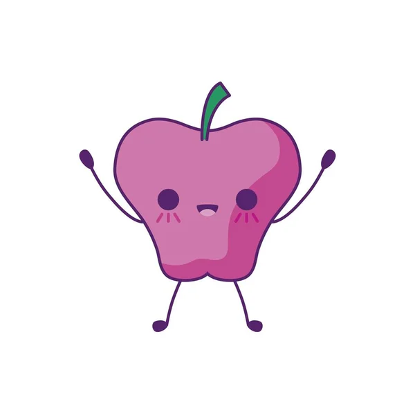 Fruta fresca de manzana estilo kawaii — Vector de stock