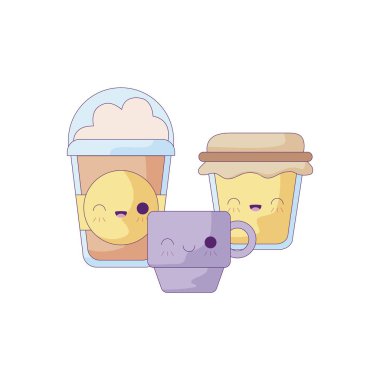 set gıda kawaii tarzı ile fincan