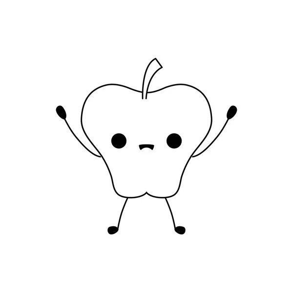 Verse appel fruit kawaii stijl — Stockvector