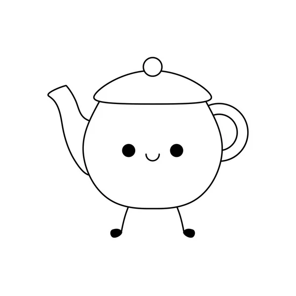 Cute teapot kitchen kawaii style — Stock Vector