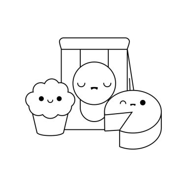 set gıda kawaii tarzı ile çanta kağıt