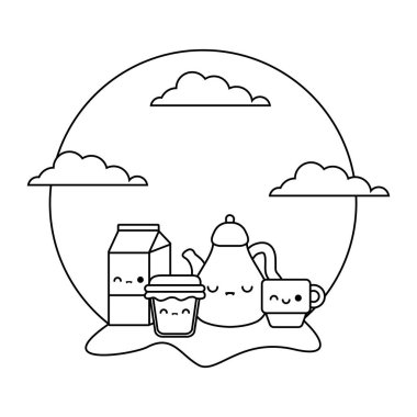 set gıda kawaii tarzı ile sevimli çaydanlık