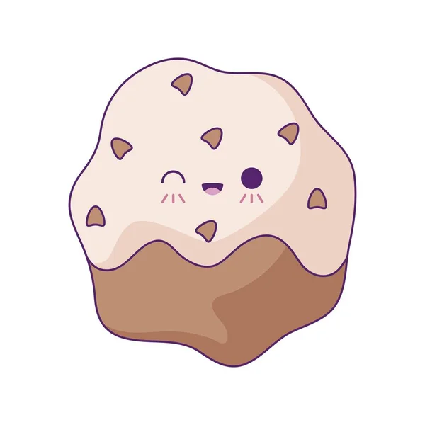 Délicieuse pâtisserie cupcake style kawaii — Image vectorielle