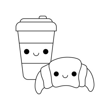 içecek konteyner kawaii tarzı kruvasan ekmek