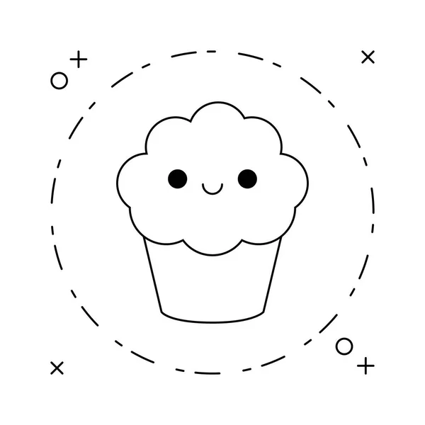 Heerlijke cupcake gebak kawaii stijl — Stockvector