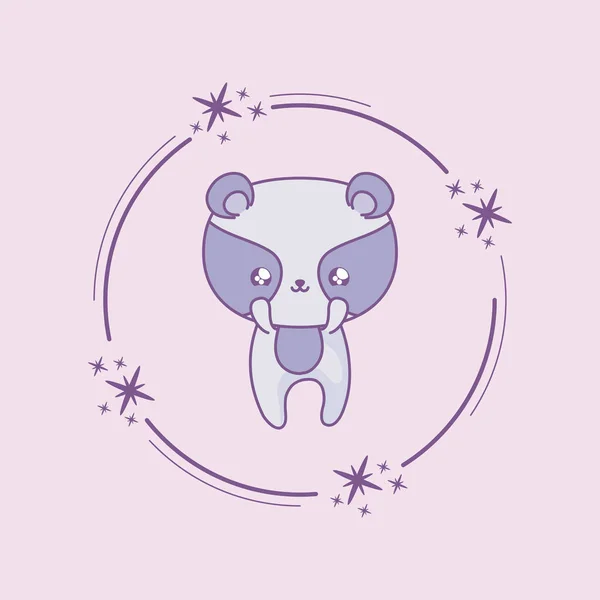 Mignon raton laveur bébé animal style kawaii — Image vectorielle