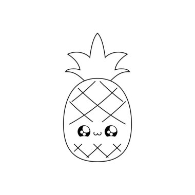 taze sağlıklı ananas meyve kawaii tarzı