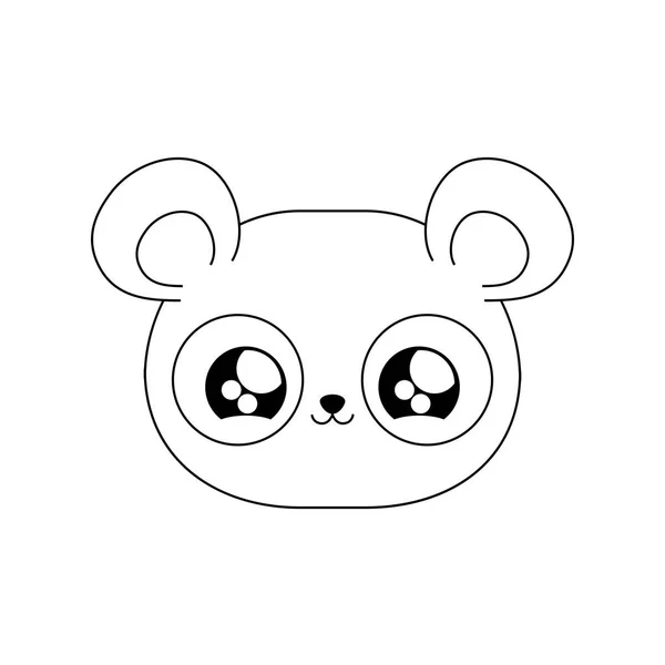 Kopf des Pandabären Baby Tier Kawaii Stil — Stockvektor