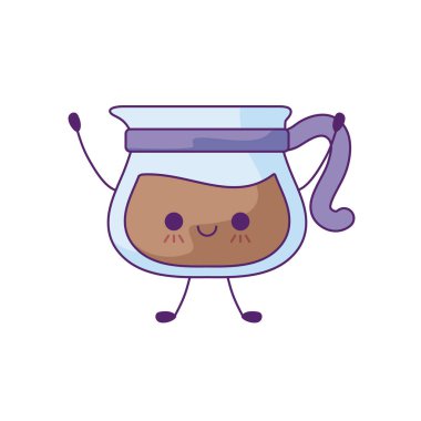 kahve içeceği kawaii tarzı ile çaydanlık