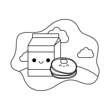 kutu süt kawaii tarzı ile taze krep