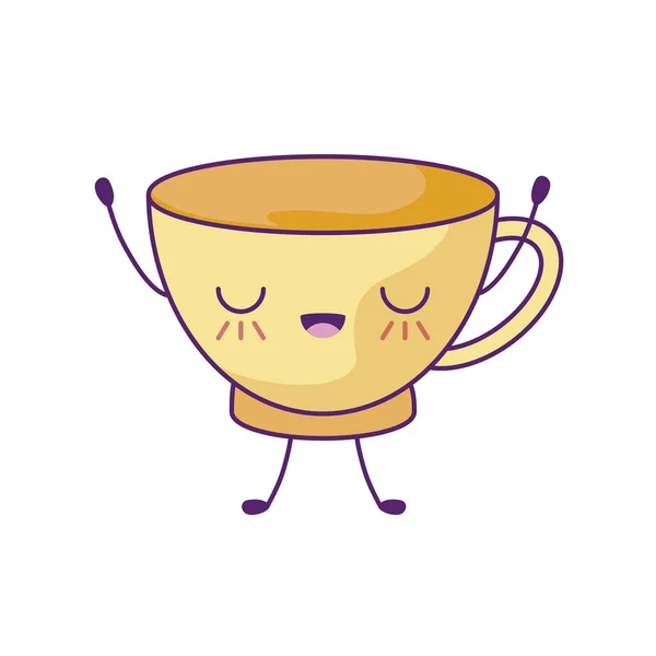 Mignon tasse en céramique style kawaii — Image vectorielle
