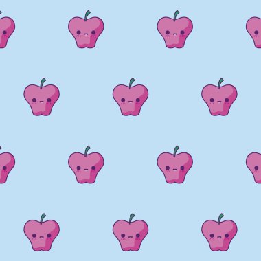 taze elma meyve kawaii tarzı desen