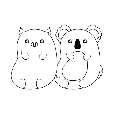 koala bebek hayvanlar kawaii tarzı ile sevimli piggy