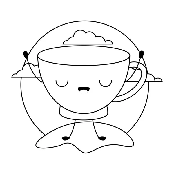 Lindo taza de cerámica estilo kawaii — Vector de stock