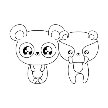 rakun bebek hayvanlar kawaii tarzı ile panda ayı