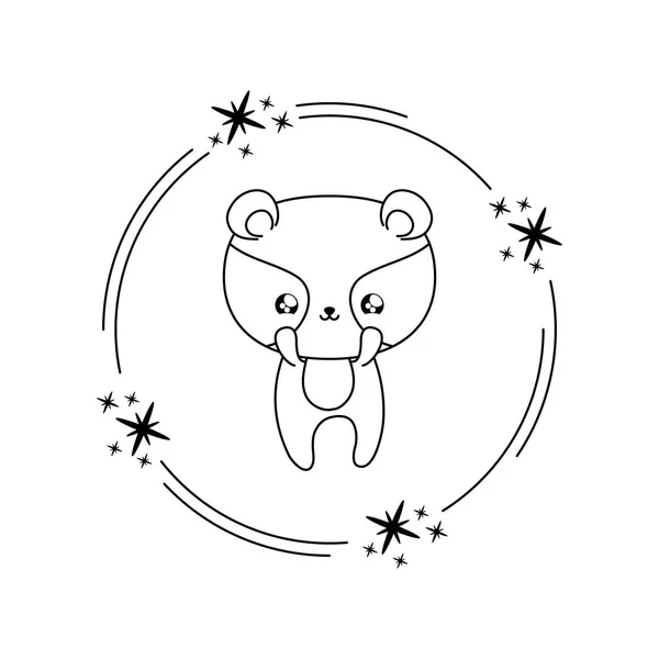 Mignon raton laveur bébé animal style kawaii — Image vectorielle
