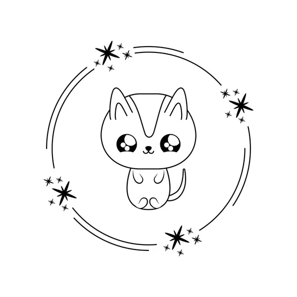 Bonito gato bebê animal kawaii estilo — Vetor de Stock