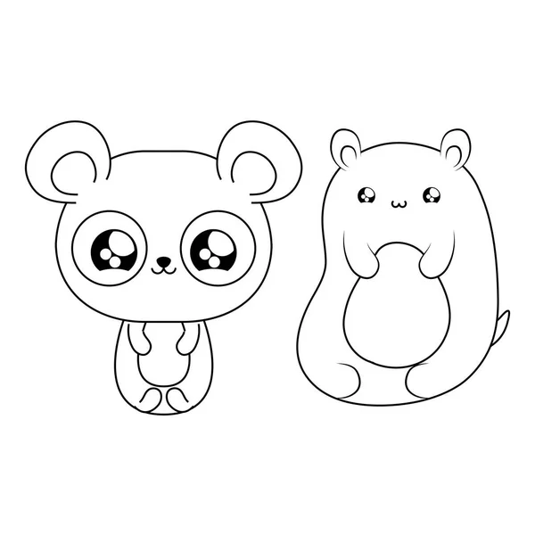 Roztomilá medvědi malá zvířata kawaii styl — Stockový vektor