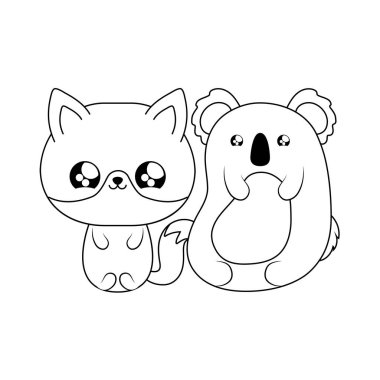 tilki bebek hayvanlar kawaii tarzı ile sevimli koala