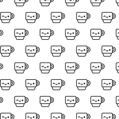 sevimli bardak kawaii tarzı desen