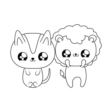 kedi bebek hayvanlar kawaii tarzı ile sevimli aslan