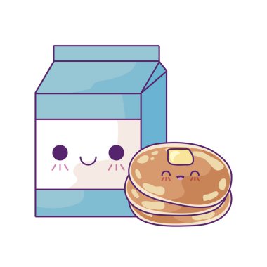 kutu süt kawaii tarzı ile taze krep