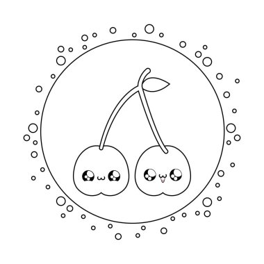 taze kiraz meyve kawaii tarzı