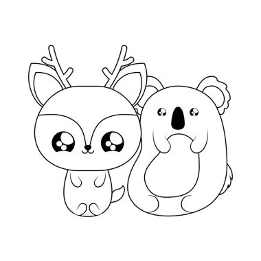 koala bebek hayvanlar kawaii tarzı ile sevimli reindeer