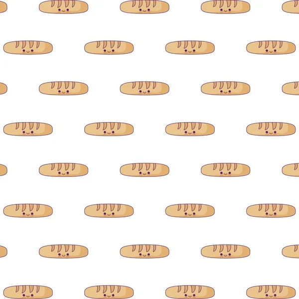 Modèle de pains frais style kawaii — Image vectorielle