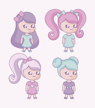 sevimli küçük kız kawaii tarzı grup