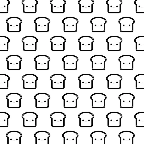 Pattern of fresh breads sliced kawaii style — Stock Vector