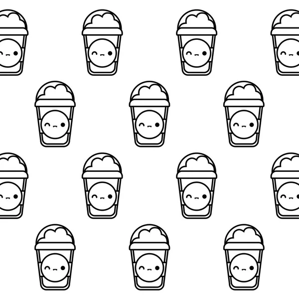 Mönster av milkshake kawaii stil — Stock vektor