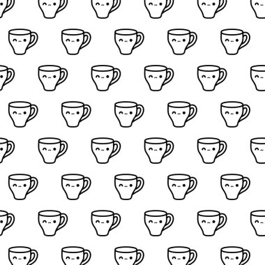 sevimli bardak kawaii tarzı desen