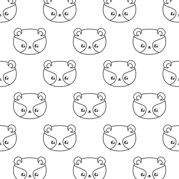 Μοτίβο των κεφαλών χαριτωμένο ρακούν μωρά ζώα Style — Διανυσματικό Αρχείο