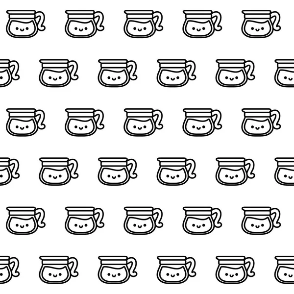 Pattern of cute teapots kawaii style — Stock Vector