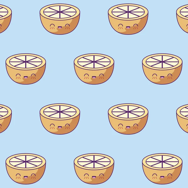 Modèle de tranches d'oranges fruits style kawaii — Image vectorielle