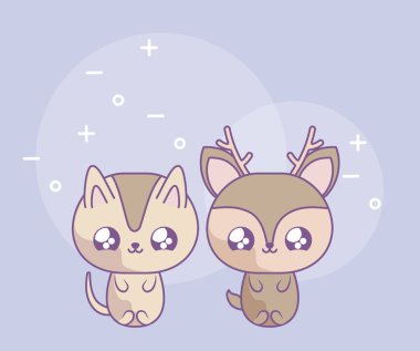 kedi bebek kawaii tarzı ile sevimli reindeer